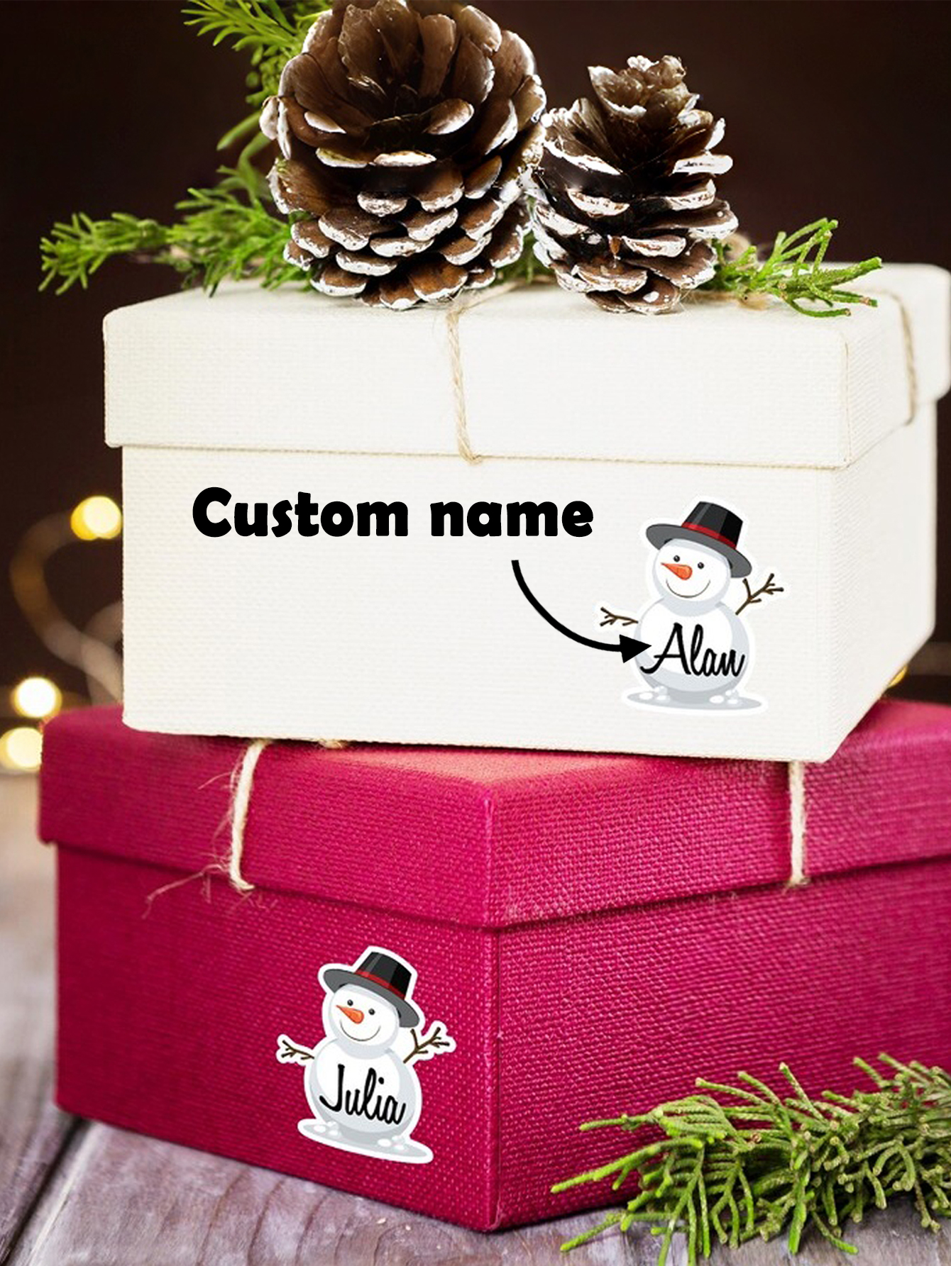 Personalized Snowman Christmas Gift Stickers